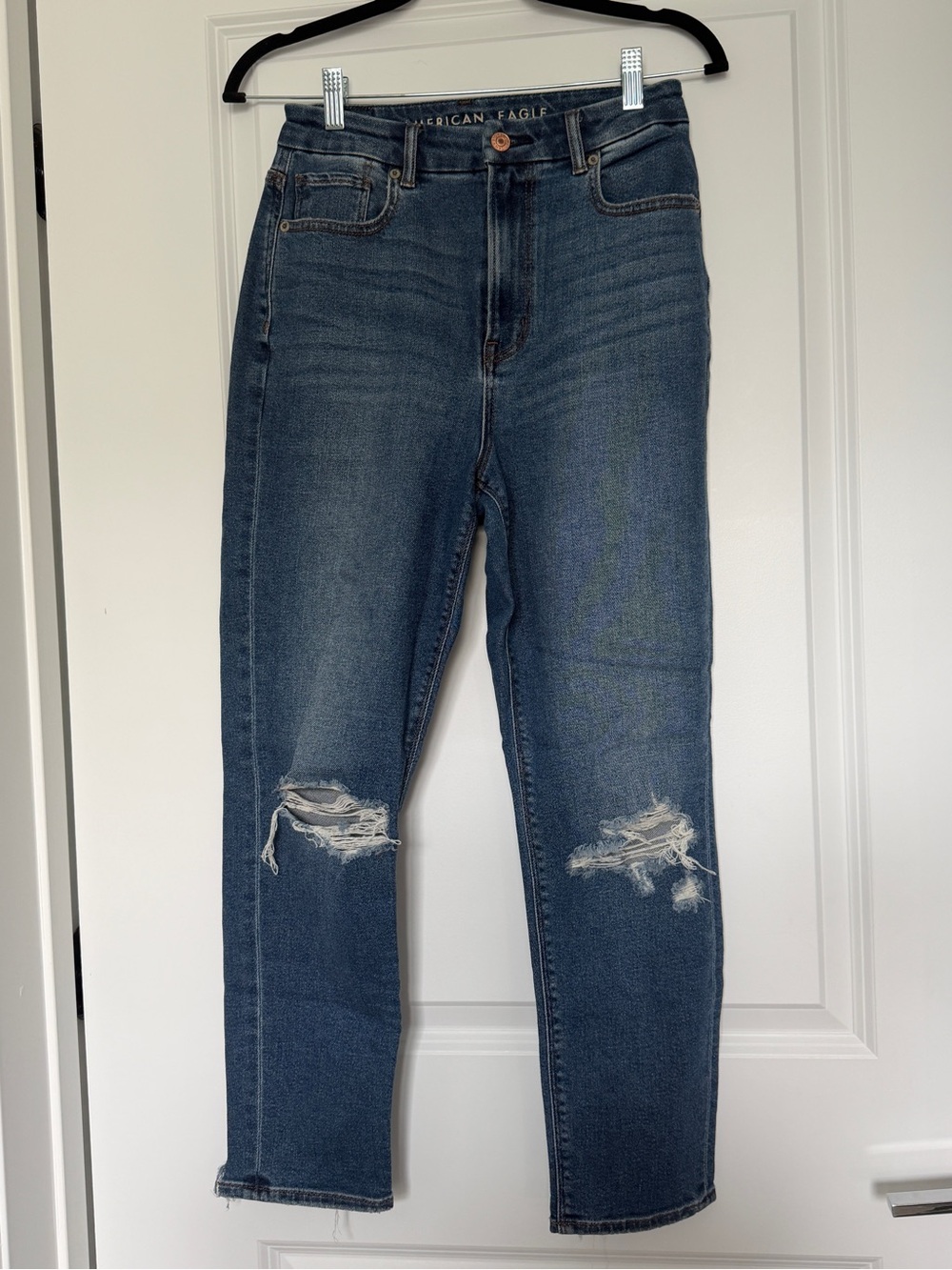 American Eagle Outfitters High-Rise Distressed Mom Jeans